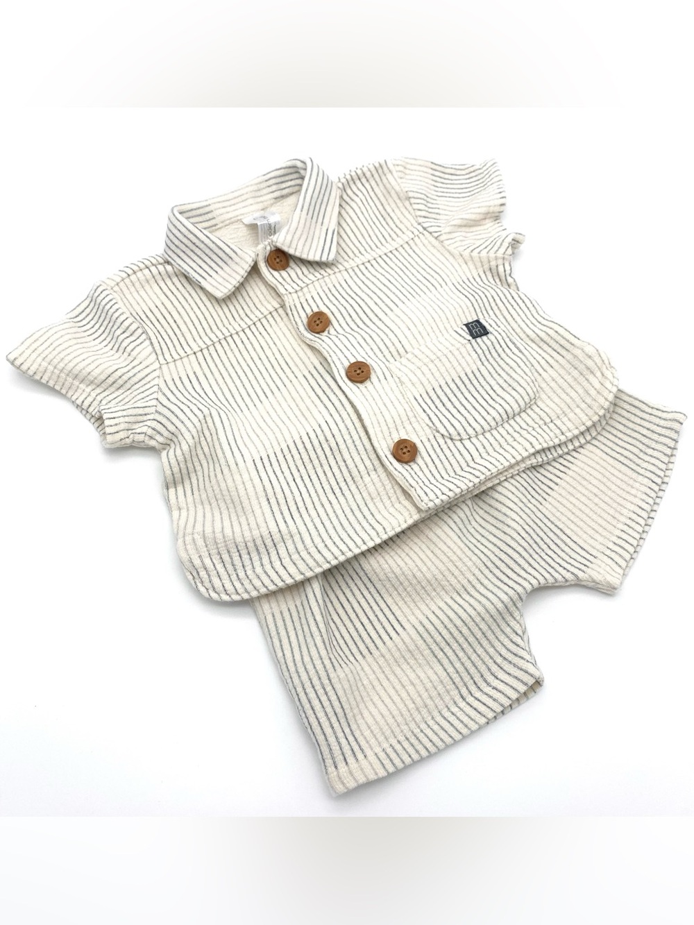 Modern Moments Baby Boy Collar Shirt & Short Outfit Set 6-9 Months 100% Cotton
